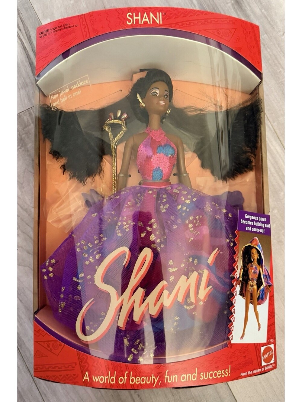Mattel Shani Fashion Doll 1750 Vintage 1991 Multicolor Plastic Boxed Sealed
